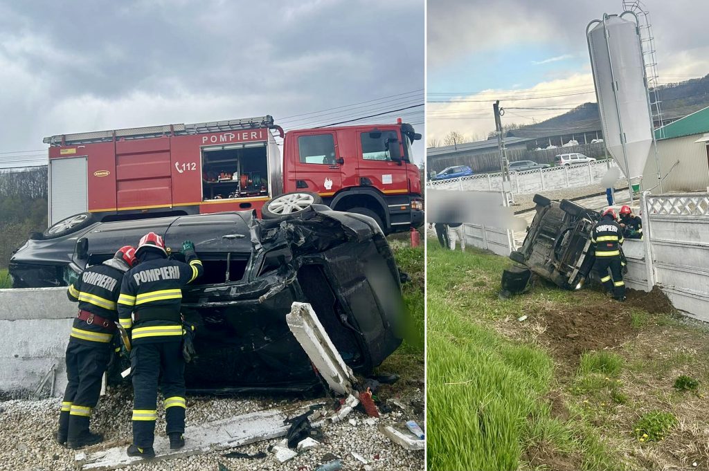 Accident rutier în Davidești: o persoană asistată de pompieri și medici