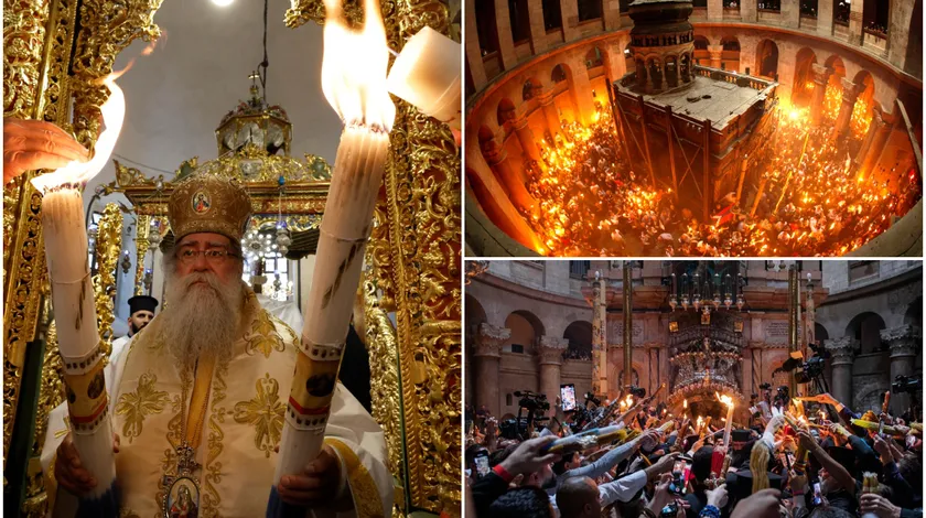Patriarhul Ierusalimului a oferit Lumina Sfântă pelerinilor la Mormântul Domnului