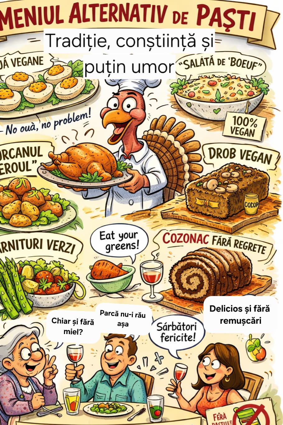 Meniul alternativ de Paști: tradiție reinventată cu umor și conștiință