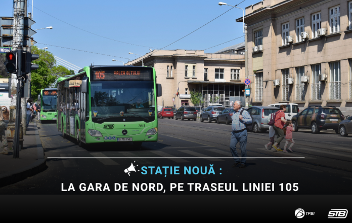 Autobuzele liniei 105 vor opri la Gara de Nord începând de joi