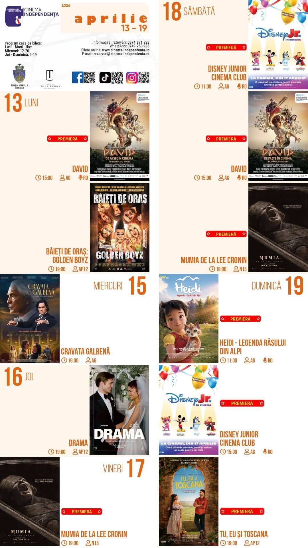 Cinematograful Independența din Târgoviște oferă premiere captivante în aprilie