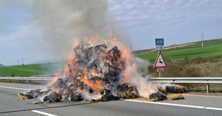Incendiu pe autostrada A10 în Alba blochează traficul