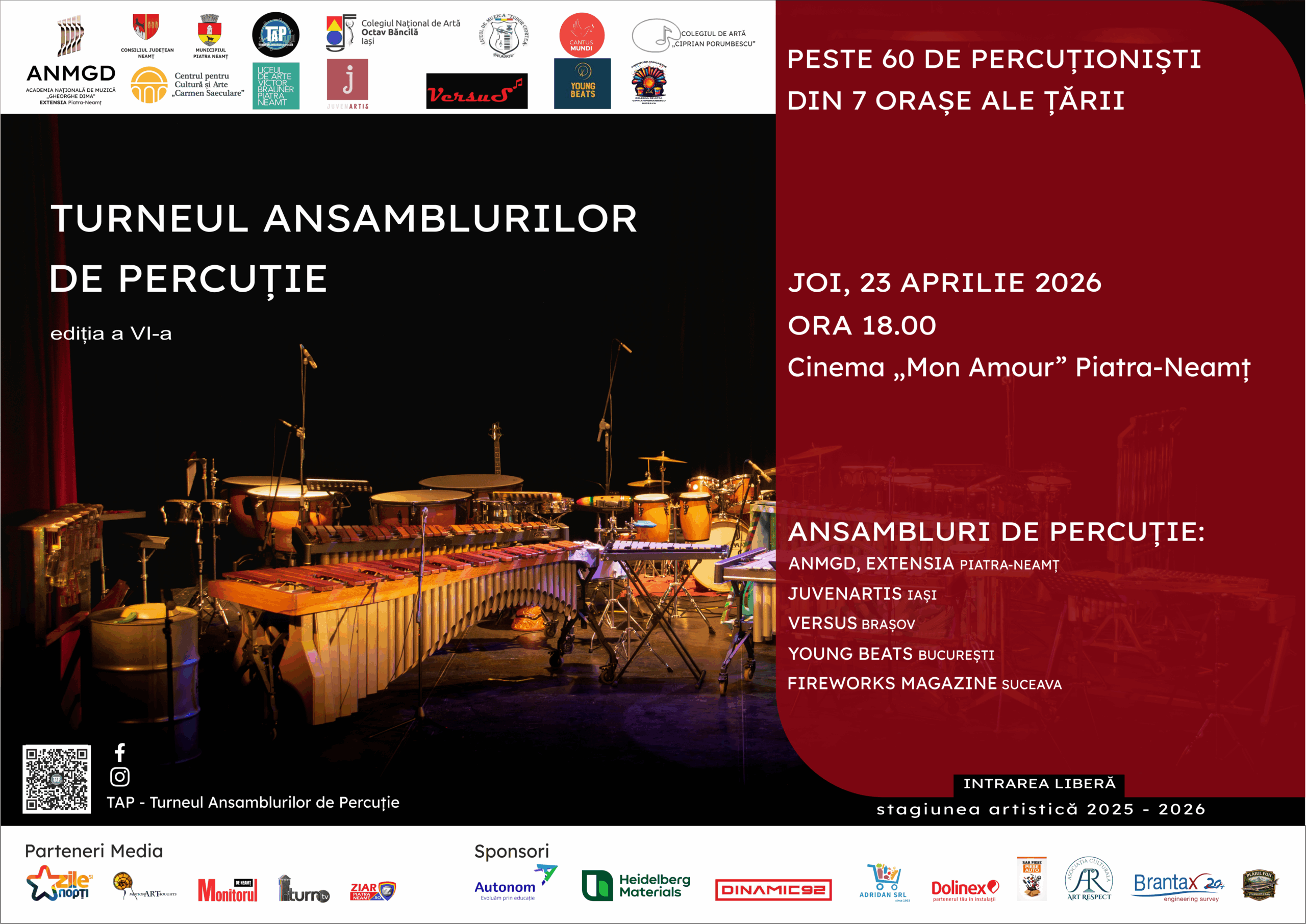 Turneul Ansamblurilor de Percuție revine la Piatra-Neamț cu peste 60 de artiști