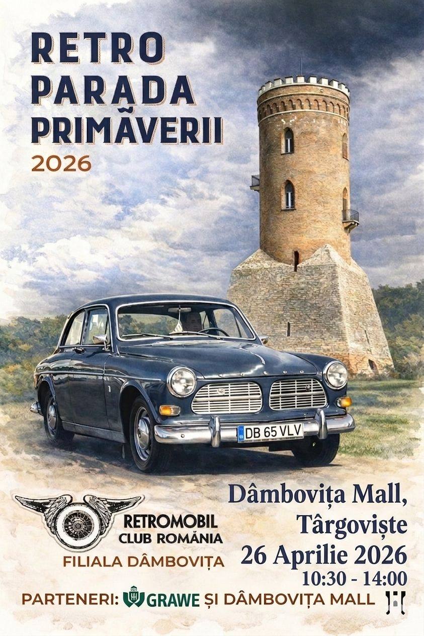 Retroparada Primăverii transformă Dâmbovița Mall într-un muzeu auto în aer liber