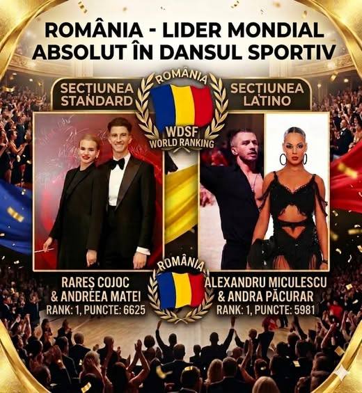 România devine lider mondial în dans sportiv, obținând două titluri de excepție