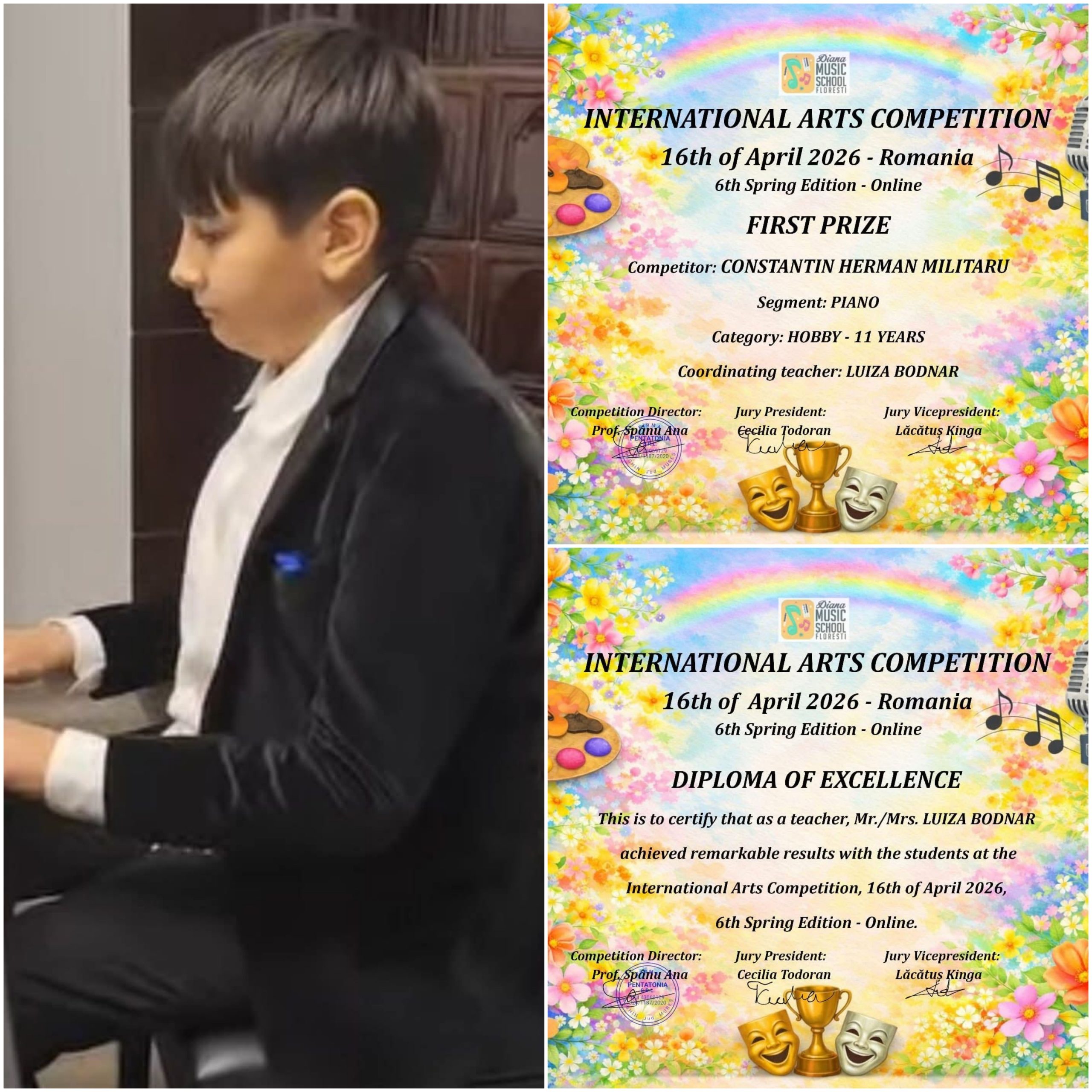 Herman Constantin Militaru câștigă Premiul I la International Arts Competition