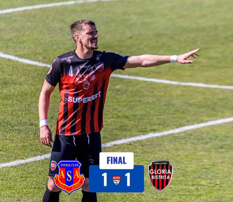 Gloria Bistrița și ASA Târgu Mureș încheie meciul la egalitate, 1-1