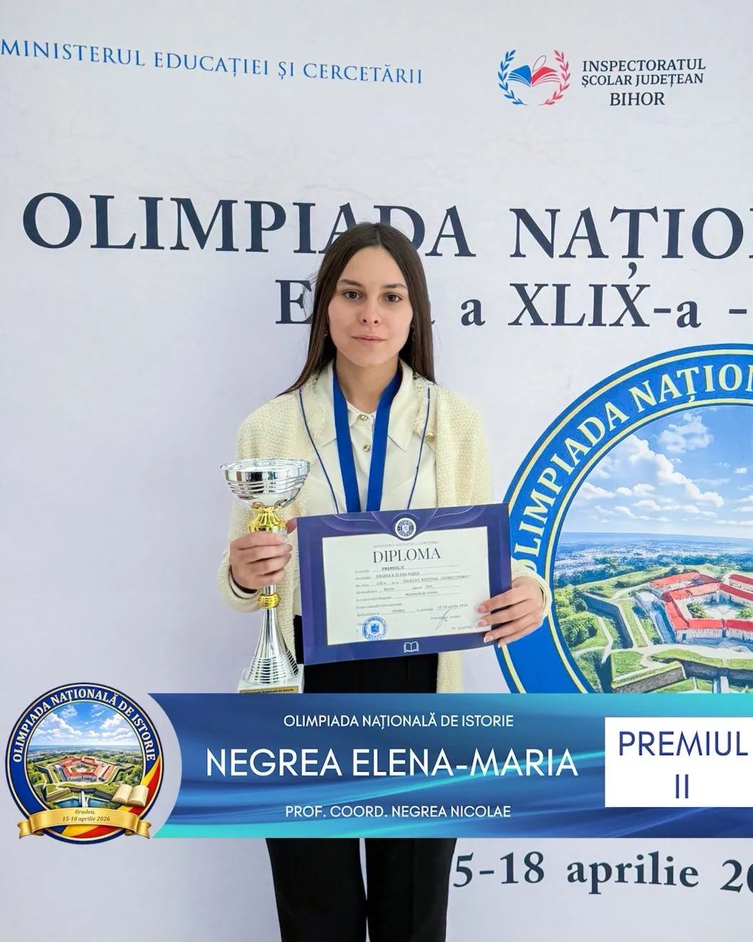 O elevă din Gorj, pe podiumul Olimpiadei Naționale de Istorie