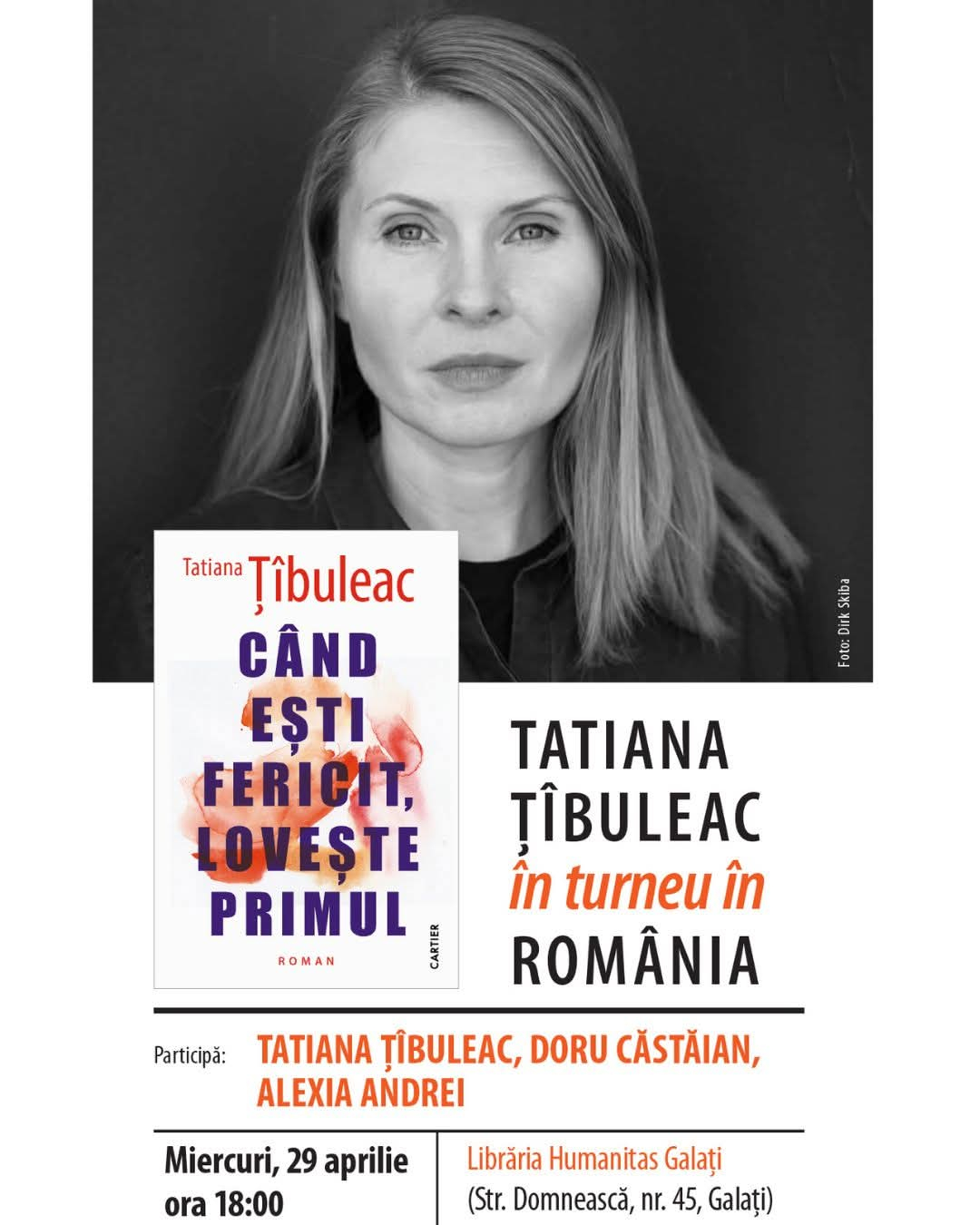 Tatiana Țîbuleac își lansează noul roman la Galați
