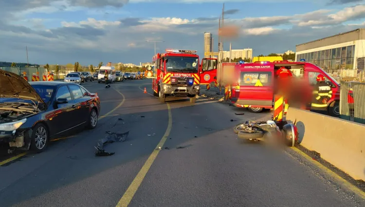 Accident rutier la ieșirea din Cluj-Napoca: un motociclist rănit