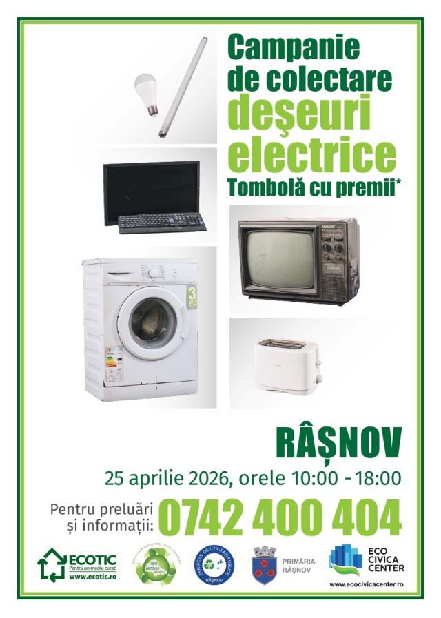 Râșnov organizează o campanie de colectare a deșeurilor electrice pe 25 aprilie