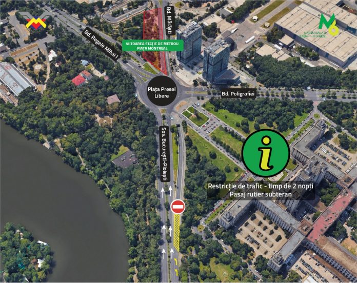 Acces restricționat în Pasajul Piaţa Presei Libere pentru lucrări nocturne