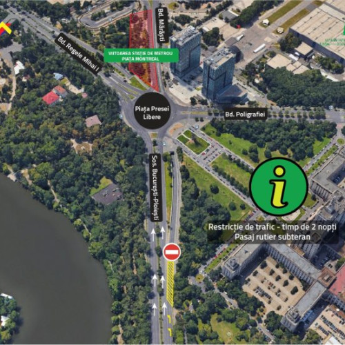 Acces restricționat în Pasajul Piaţa Presei Libere pentru lucrări nocturne