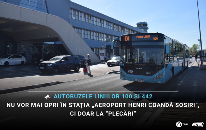 Modificări la opririle autobuzelor 100 și 442 de la Aeroport