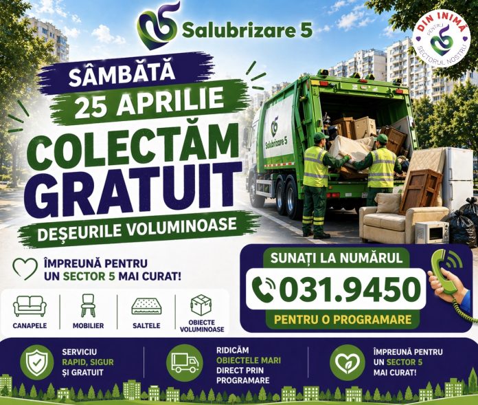 Nouă acțiune de colectare gratuită a deșeurilor voluminoase în Sectorul 5