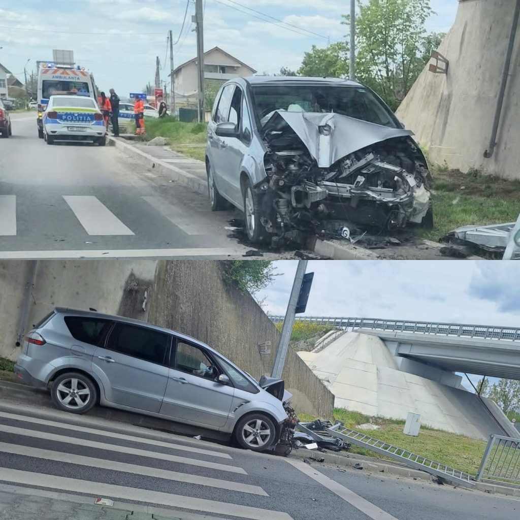 Accident rutier la intrarea în sensul giratoriu din Romanești