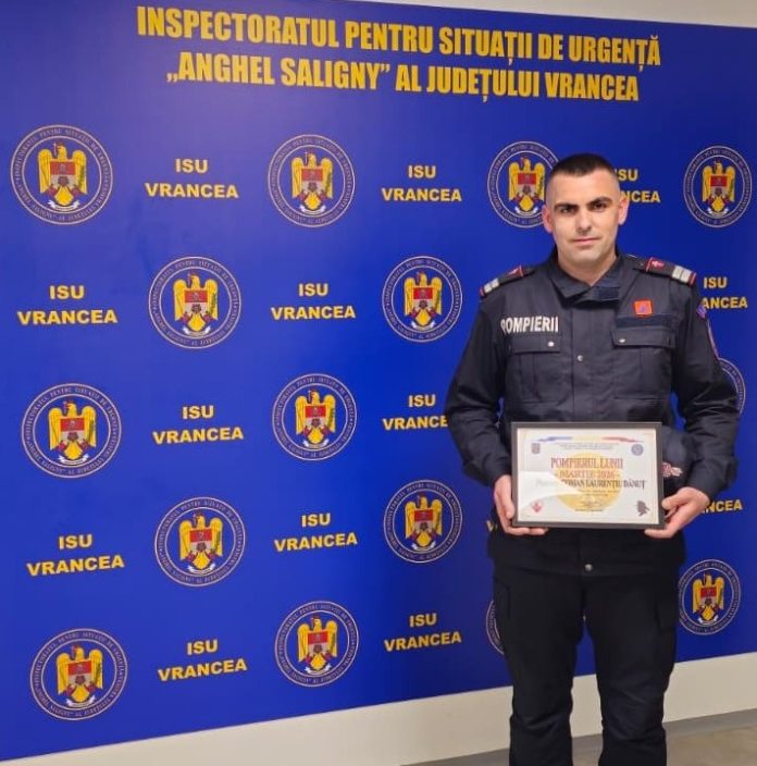 Pompierul lunii martie, Laurențiu Coman, premiat pentru intervenții de excepție
