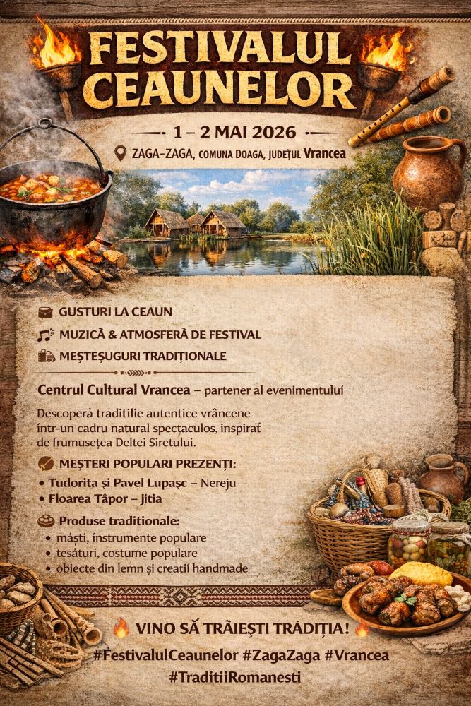 Centrul Cultural Vrancea se alătură Festivalului ceaunelor în mai 2026