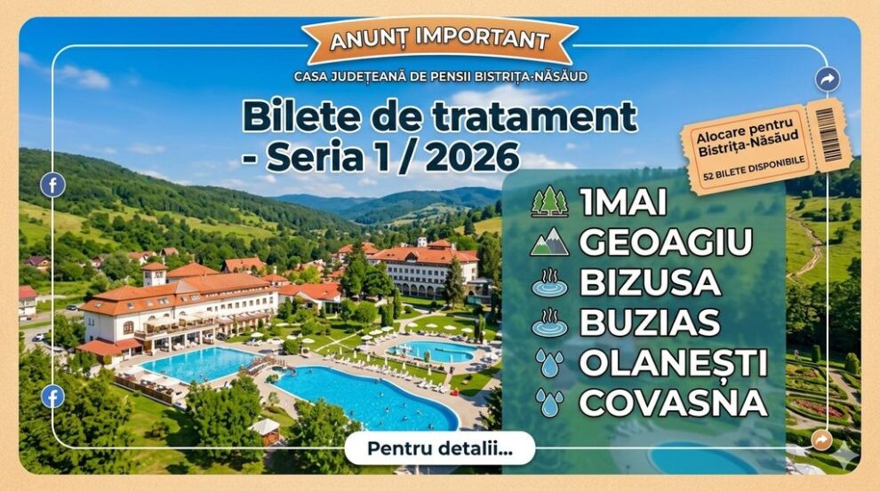 Biletele de tratament pot fi ridicate începând cu 22 aprilie 2026