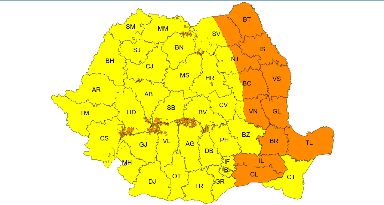Avertizări de vânt puternic emise pentru întreaga țară