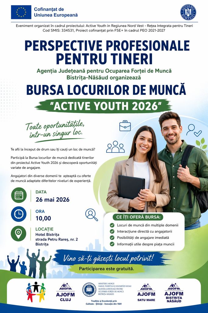 AJOFM Bistrița-Năsăud organizează Bursa locurilor de muncă pe 26 mai