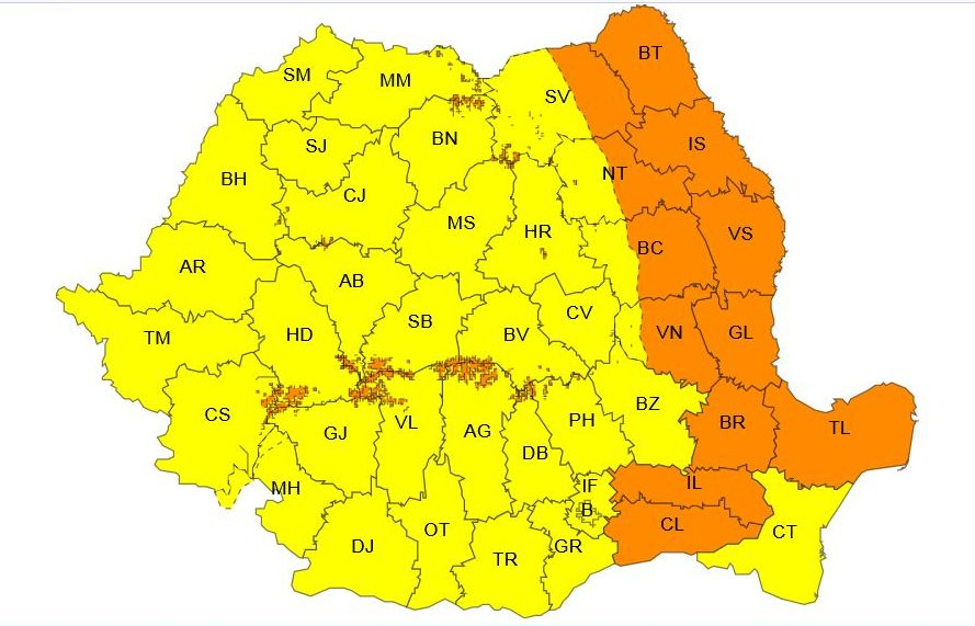 Galațiul sub Cod portocaliu de vânt puternic pe 26 aprilie