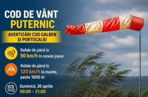 Avertizare ANM: Vânt puternic în aproape toată România