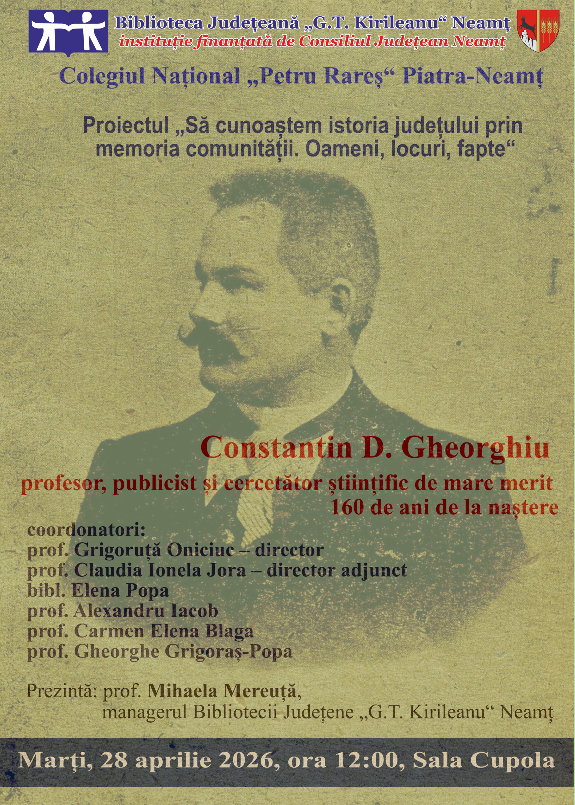 Eveniment cultural dedicat lui Constantin D. Gheorghiu la Biblioteca Kirileanu