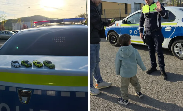 Polițist aduce jucăriile furate unui băiețel din Căpuș