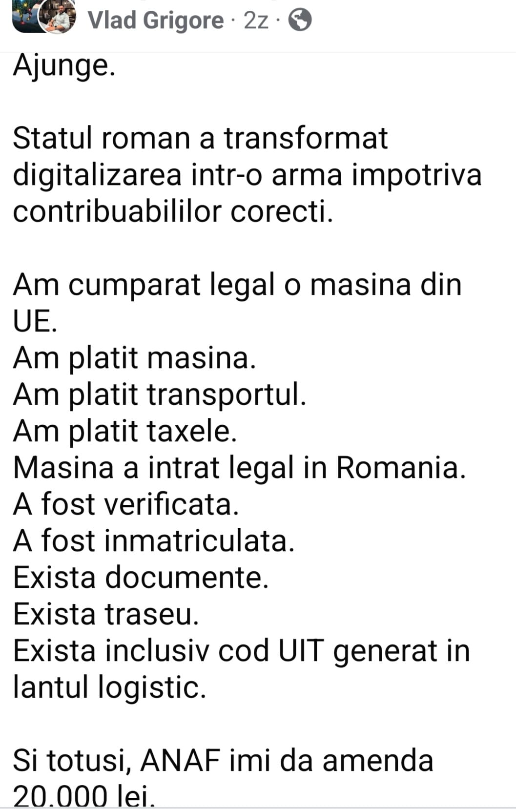Cum poți primi amendă de 20.000 lei de la ANAF pentru o mașină cumpărată corect