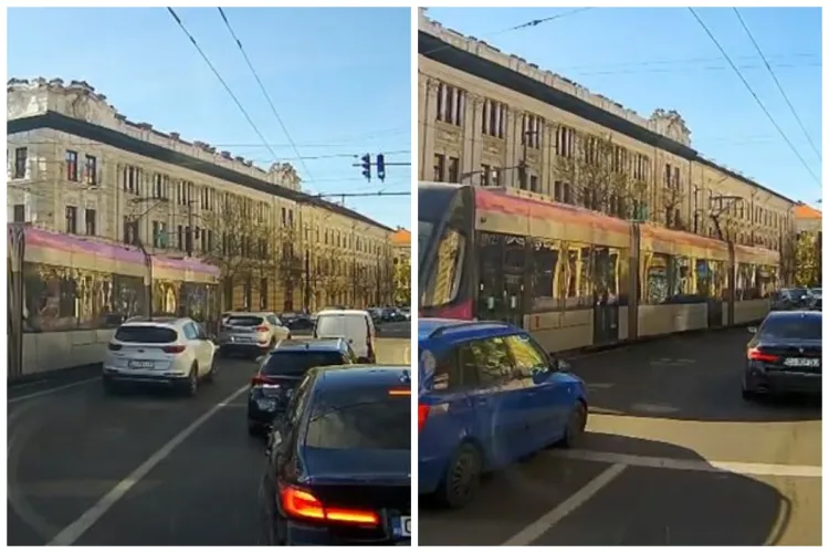 Situație periculoasă în Cluj-Napoca, traficul provocând riscuri în intersecție