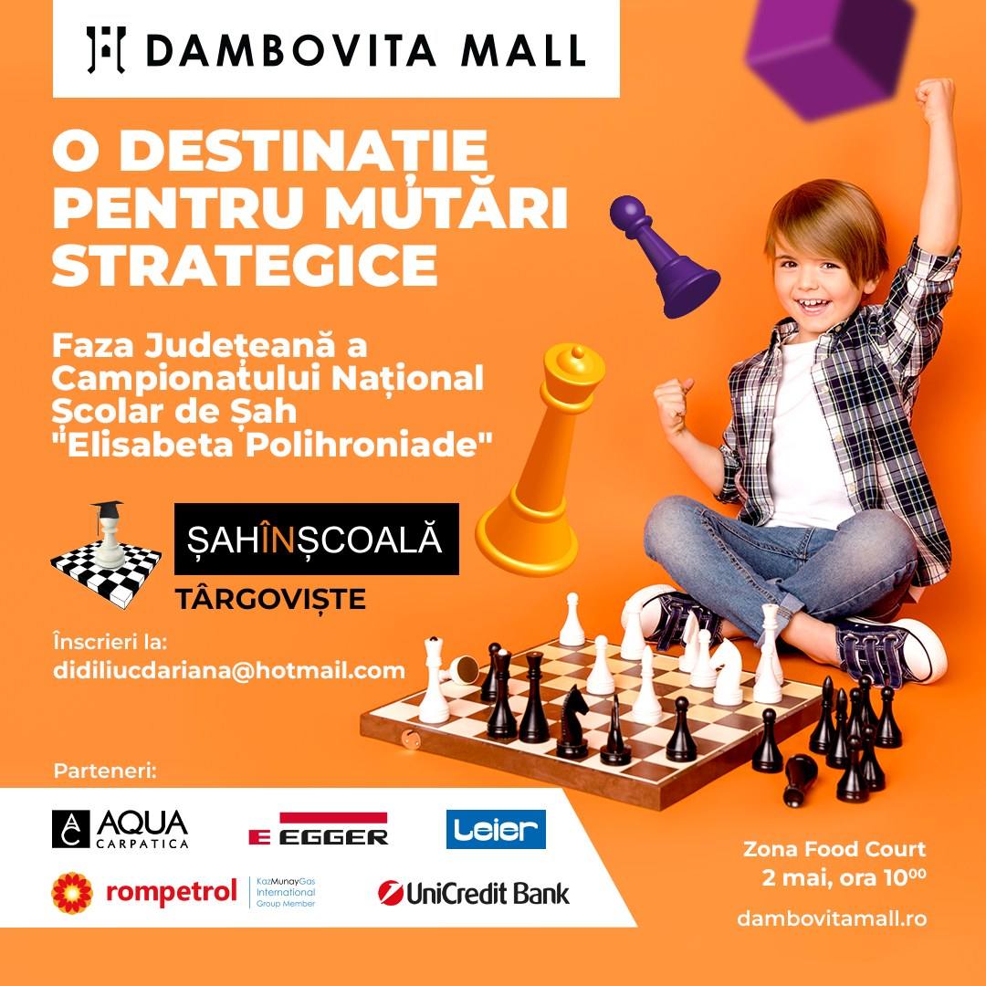 Dâmbovița Mall găzduiește campionatul școlar de șah pe 2 mai