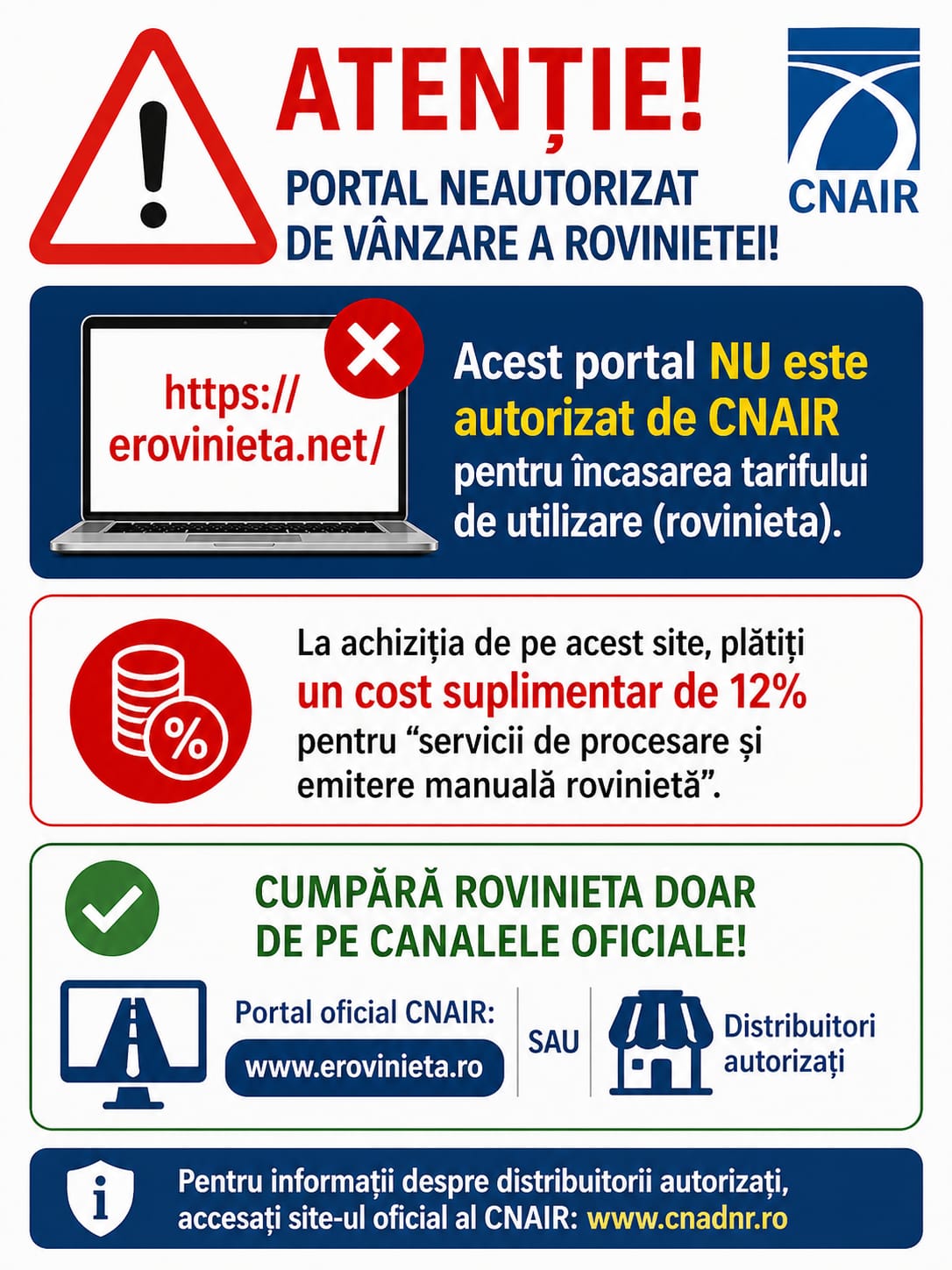 Alertă CNAIR: Feriți-vă de portalul neautorizat pentru roviniete