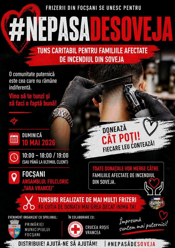 Frizeri din Focșani demonstrează solidaritate pentru victimele incendiului din Soveja