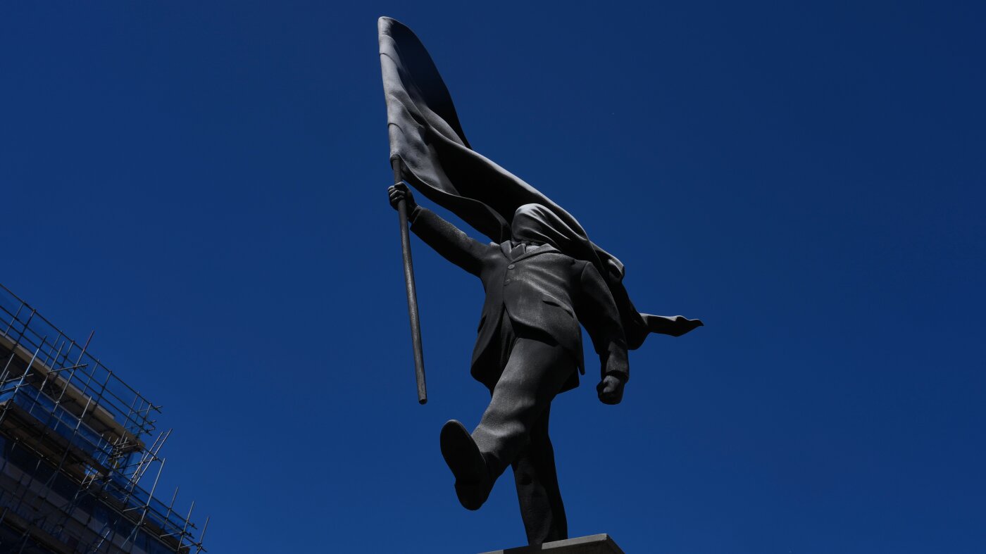 Banksy confirms new statue installed in central London is his work - NPR