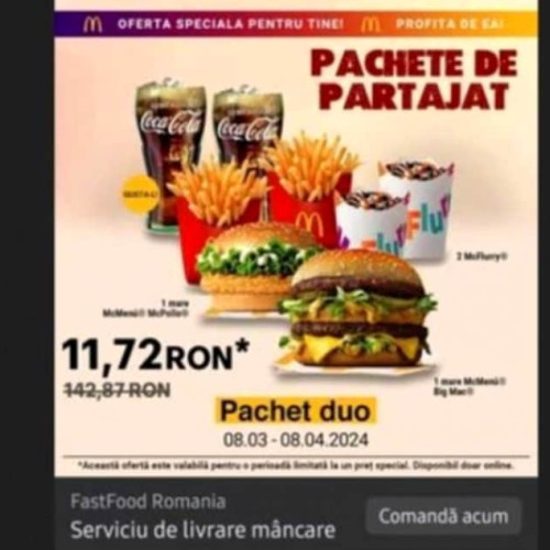 Avertisment DNSC: Tentativă de fraudă în numele McDonald’s România, mesaj fals promite oferte speciale!