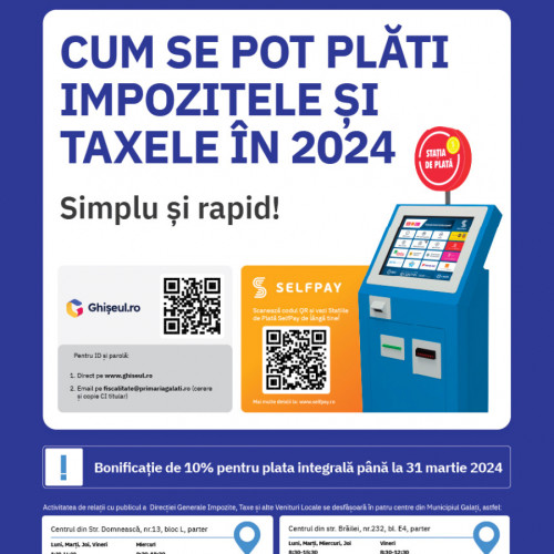 Perioada bonificației pentru impozite și taxe locale se apropie de sfârșit în Galați