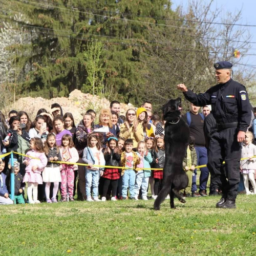 Sute de copii entuziasmați la ''Ziua porților deschise'' la Jandarmeria Dâmbovița. Elevi și preșcolari au explorat echipamente și au asistat la exerciții demonstrative, alături de polițiști. Ziua dedicată Zilei Jandarmeriei Române.