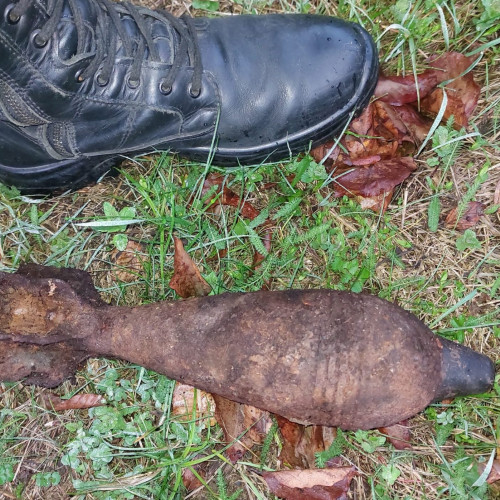 Echipa pirotehnică ISU Alba, intervenție pentru descoperire bombă focoasă la Bucium