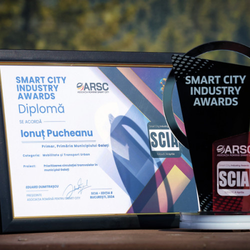 Primarul Galațiului, Ionuț Pucheanu, premiat pentru proiectul Smart City pentru mobilitate și transport, în cadrul Galei „Smart City Industry Awards