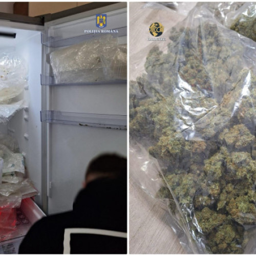 Jandarmii și polițiștii au dezvăluit o rețea de traficanți de droguri din București și Călărași: peste 8 kg de canabis găsite ascunse într-un frigider.