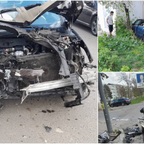 Două mașini distruse într-un accident din Bacău