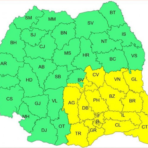 Galaţiul sub cod galben de instabilitate atmosferică emis de Administrația Națională de Meteorologie