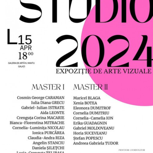 Expoziție la Galeriile de Artă Nicolae Mantu, Facultatea de Arte, ani I și II. Creații ale studentilor de la Universitatea "Dunărea de Jos" din Galați coordonați de profesori și lecturi deosebiți. Vernisaj astăzi, 15 aprilie.