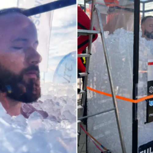 Un polonez intrat în Cartea Recordurilor după ce a stat patru ore într-o cutie de gheață (VIDEO)