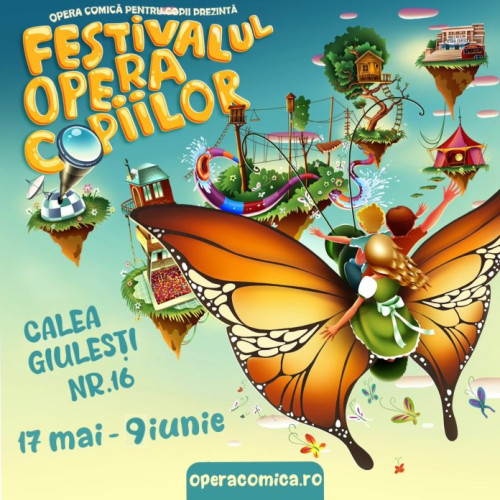 Festivalul Opera Copiilor revine cu a VIII-a editie plina de spectacole, divertisment si activitati inedite pentru cei mici. De la 17 mai pana pe 9 iunie, copiii si parintii lor sunt asteptati la Opera Comică pentru Copii pentru a sarbatori Ziua Mondiala a Copilului. Atractiile pregatite de Opera Copiilor includ Grădina cu Fluturi, Aventura Parc, Căsuța Păsărelelor si multe altele. De asemenea, cele 60 de reprezentatii din Spațiul Mare, Sala Mozart si UnderGrant promit sa incante publicul, iar superproductia musical "Matilda" va avea premiera pe data de 17 mai.