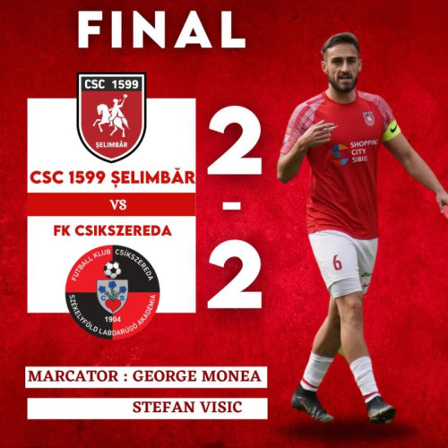 AFK Csíkszereda înscrie un punct în meciul împotriva Şelimbărului în play-off-ul Ligii a II-a de fotbal