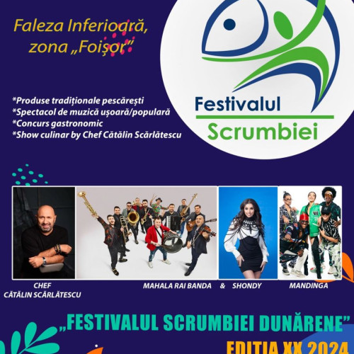 Weekend distractiv cu muzică bună și preparate delicioase la Festivalul Scrumbiei Dunărene 2024! Vezi programul complet cu concursuri, concerte și show culinar cu Cătălin Scărlătescu și trupele Mandinga și Mahala Rai Banda! Ne vedem pe Faleza Dunării!