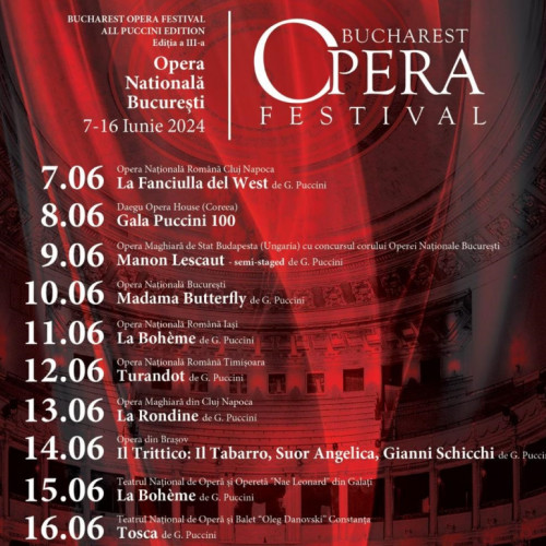 Teatrul de Operă din Galaţi va prezenta "Boema" la Centenarul Puccini de la Opera Naţională Bucureşti