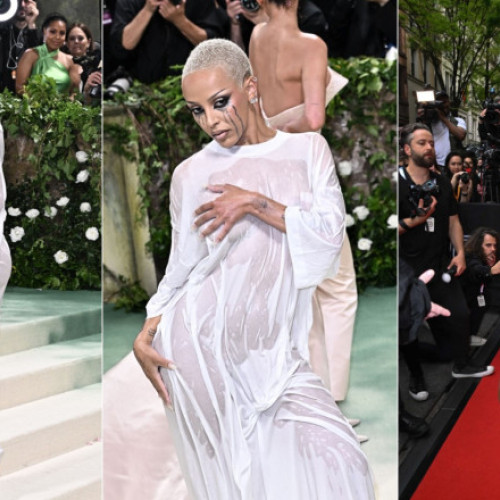 Rapperița Doja Cat, apariție șocantă la Met Gala: A purtat un tricou ud și machiajul prăpădit, într-un stil nonconformist.